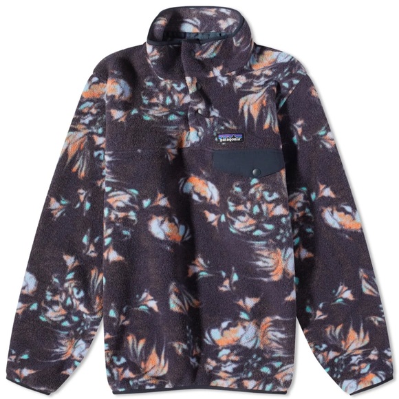 Patagonia Synchilla Snap-T lightweight Swirl Floral & Pitch Blue Gray Women’s L - Picture 16 of 16
